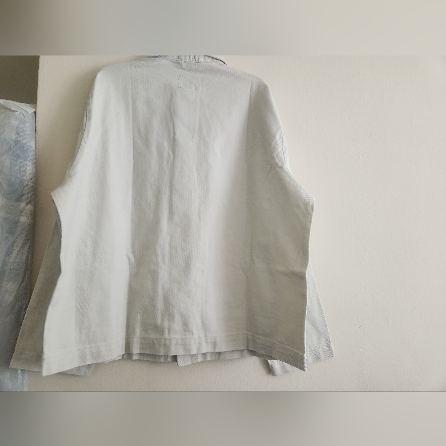 H&M Men's Regular-Fit Twill Shacket Cotton Twill Taupe/Off White Size L Bnwt — image 7 of 8